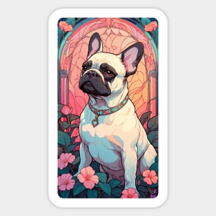 Nouveau Art Cream Brown French Bulldog Sticker